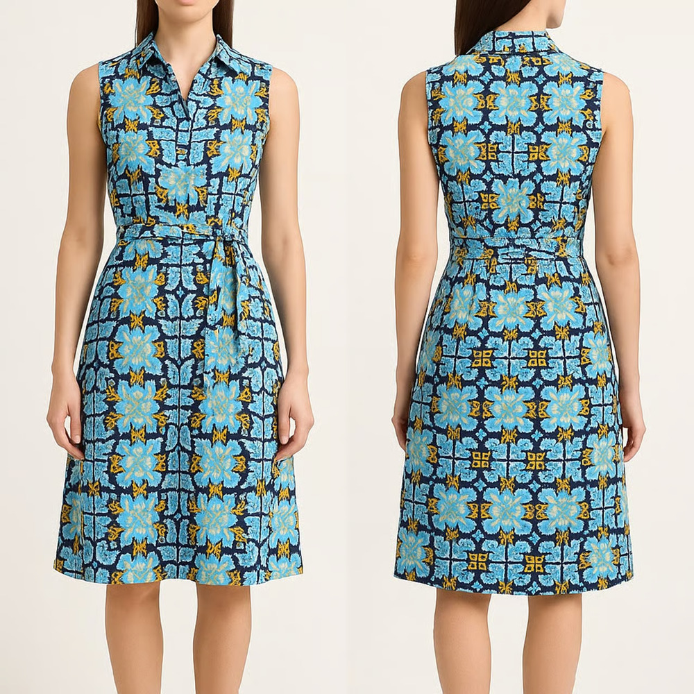 J Mclaughlin Dress Womens Extra Small Blue Floral Catalina Cloth Preppy Resort